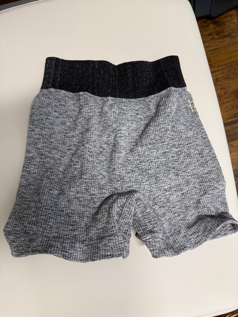 Prajna Shorts FP movement Heather Gray Knit Lounge Shorts with Black Waistband